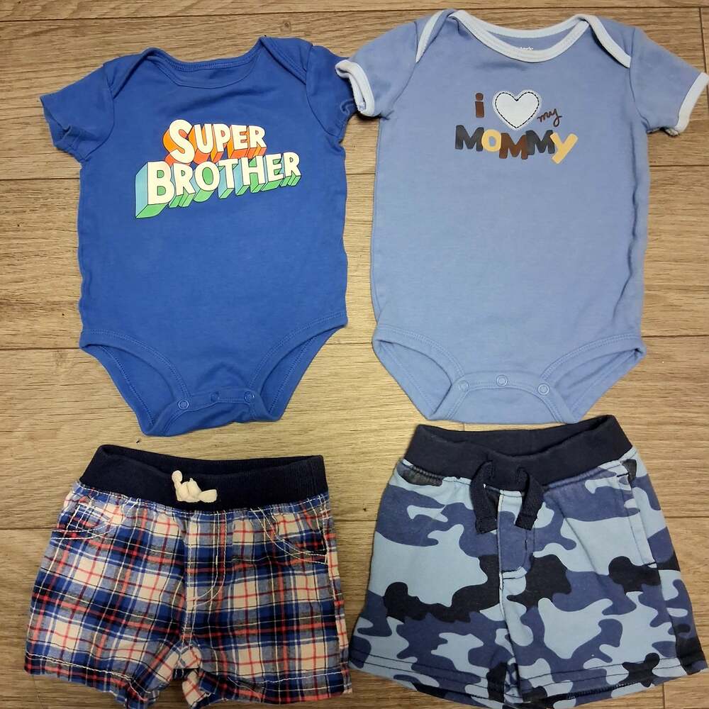 Carter's & Garanimals Infant Baby Boy 4-Piece Outfit Set Size 6M Bodysuits and S